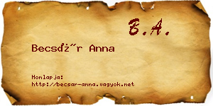 Becsár Anna névjegykártya